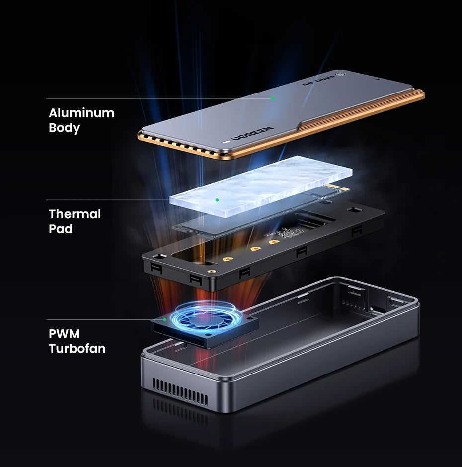 40Gbps USB4 NVMe M.2 SSD Enclosure with Cooling System