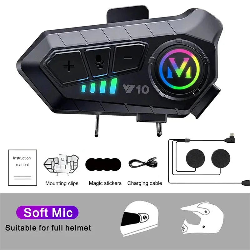 Bluetooth 5.3 Motorcycle Helmet Headset with Voice Control - 22
