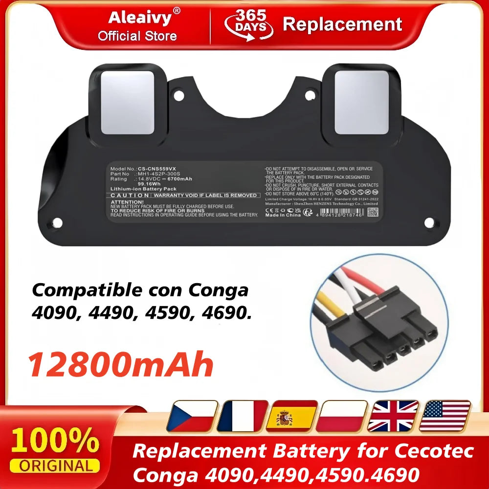 Replacement Battery for Cecotec Conga 4090 4490 4590 4690