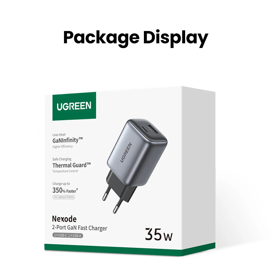35W GaN Dual Port USB-C and USB-A Fast Wall Charger