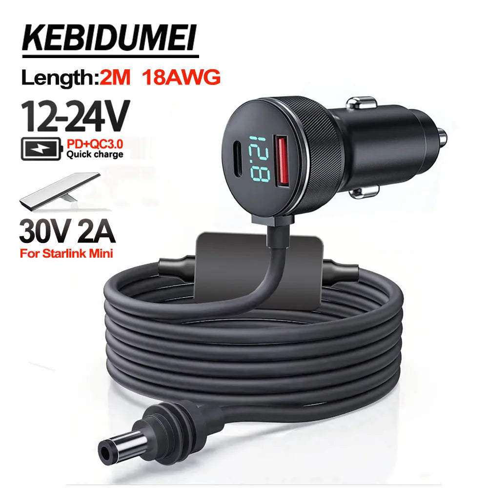 30V 2A Power Adapter for Starlink Mini with Dual USB Charger