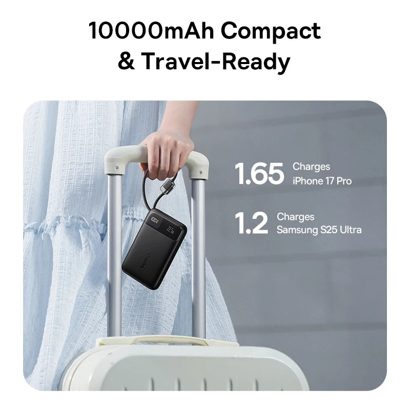 10000mAh Portable Power Bank with Dual Built-in USB-C Cables - 5