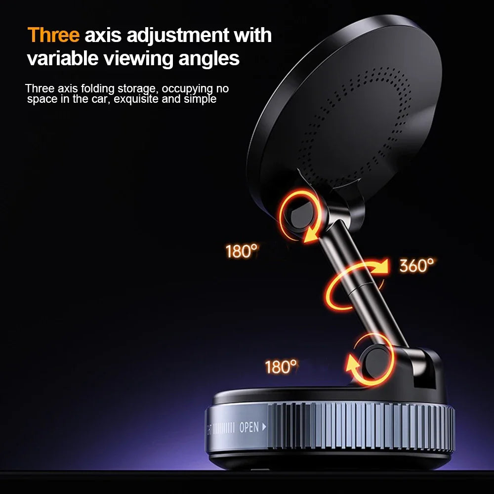 15W Magnetic Wireless Charging Phone Holder with Vacuum Suction Mount