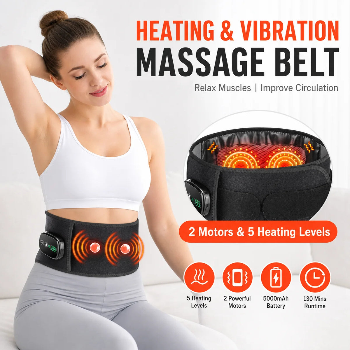 Heated Vibration Lower Back Massage Belt