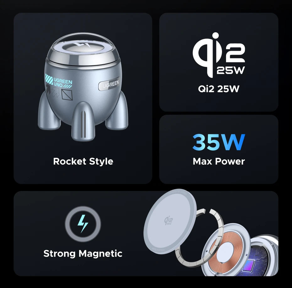 2-in-1 Qi2 Magnetic Wireless Charger for Phones and Earbuds
