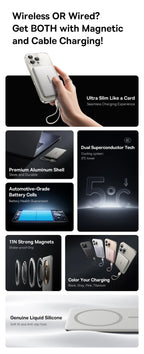 10000mAh Magnetic Wireless Power Bank with Built-in Fast Charge Cable
