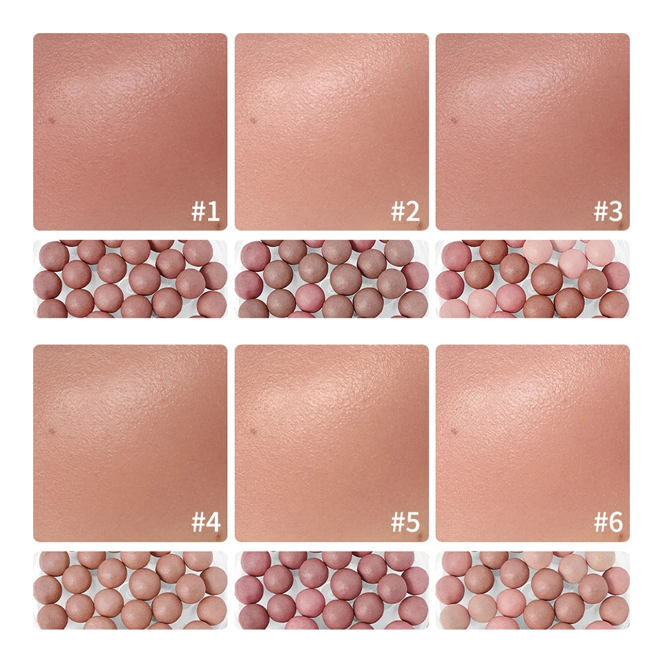 Spherical Powder Bead Blusher for Natural Shimmer Makeup