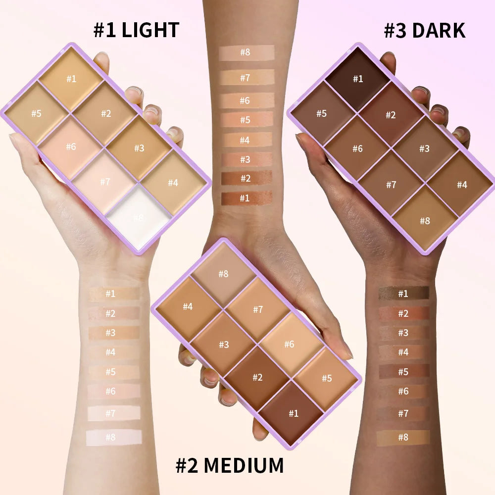 8-Shade Full Coverage Cream Concealer and Contour Palette - 17
