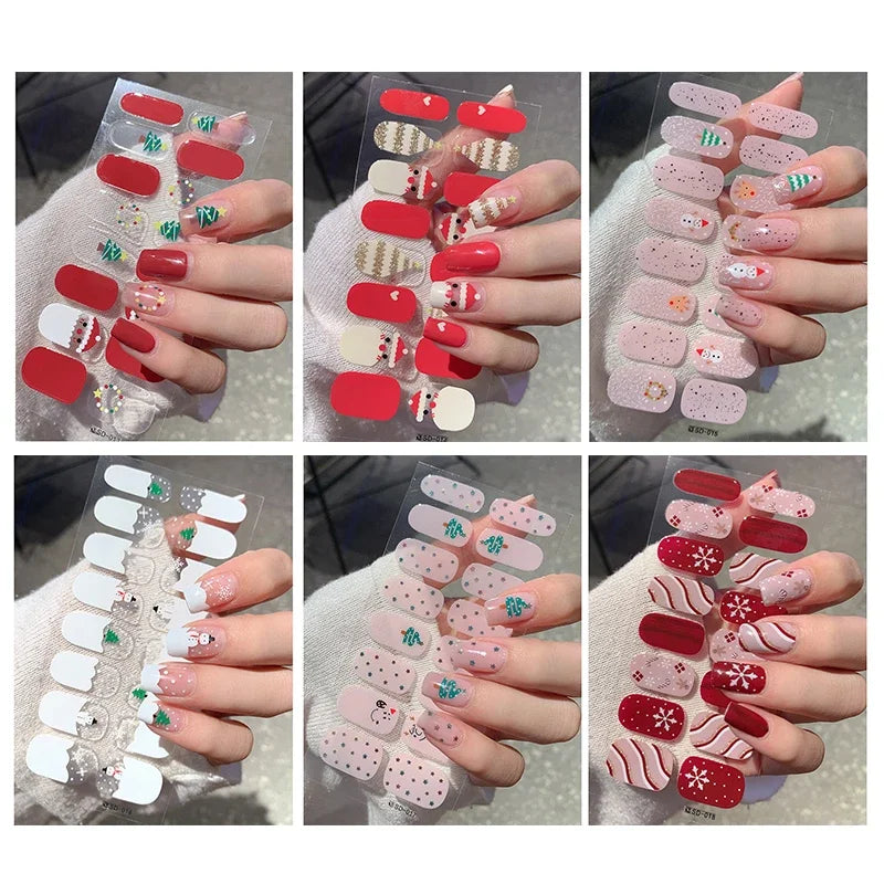 Christmas Semi-Cured Gel Nail Wrap Stickers - 6