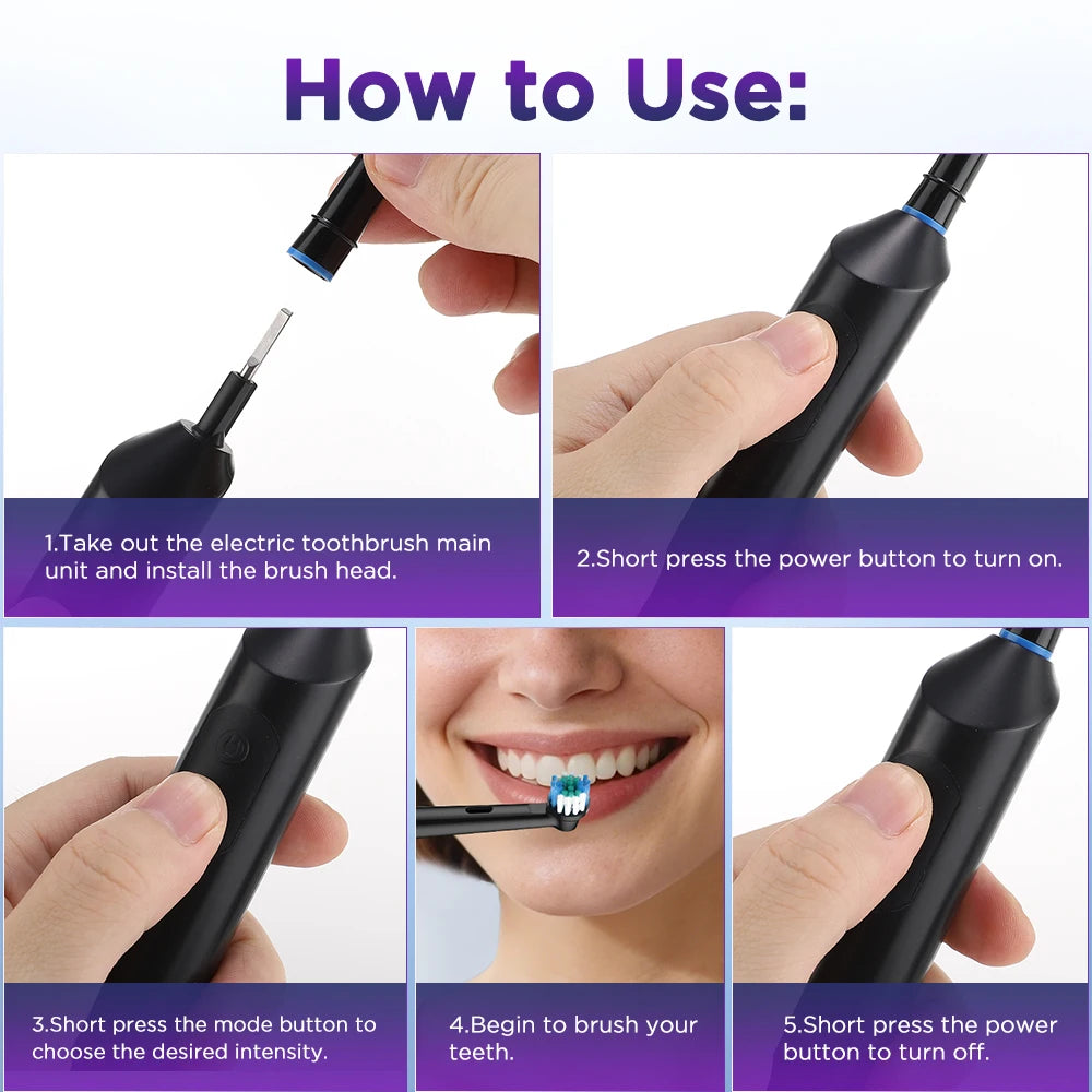 Rechargeable Electric Toothbrush with 5 Modes and 4 Brush Heads - 14