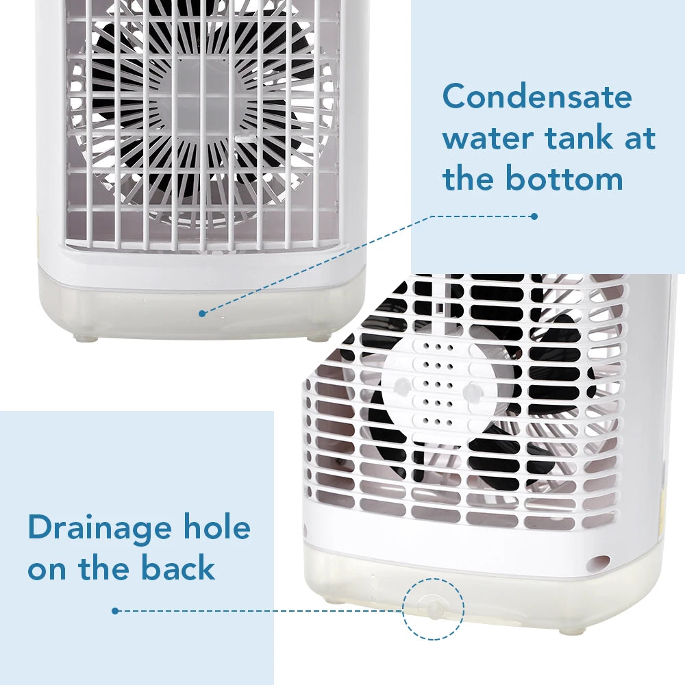 Portable Desktop Air Cooler and Humidifier with Misting Fan