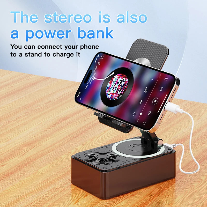 3-in-1 Foldable Phone Stand with Bluetooth Speaker & Power Bank