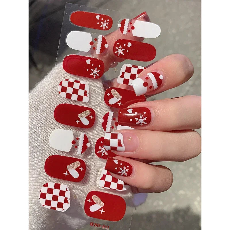Christmas Semi-Cured Gel Nail Wrap Stickers - 20
