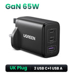 65W GaN Fast Wall Charger with Triple USB-C and USB-A Ports