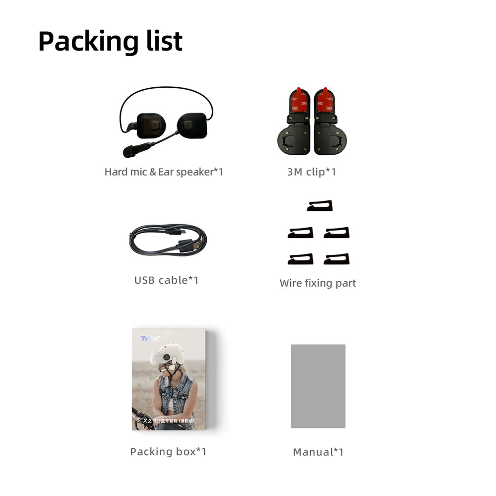 Bluetooth 5.3 Motorcycle Helmet Headset Waterproof Hands-Free Earphone