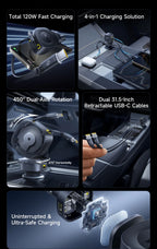 4-Port Fast Car Charger with Retractable Cables