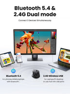 Ergonomic Wireless Bluetooth Mouse with Hyper-Fast Scroll