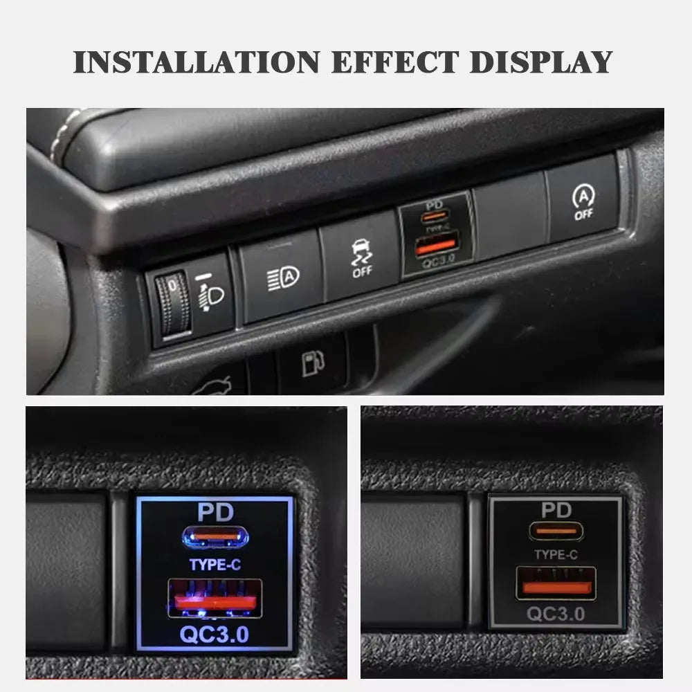 USB-C PD and QC3.0 Fast Car Charger for Toyota Dashboard - 9