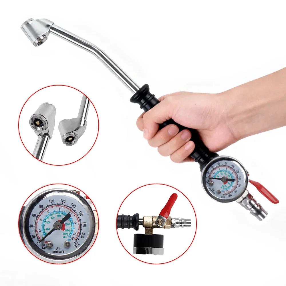 Heavy-Duty Tire Inflator with Pressure Gauge 0-220 PSI