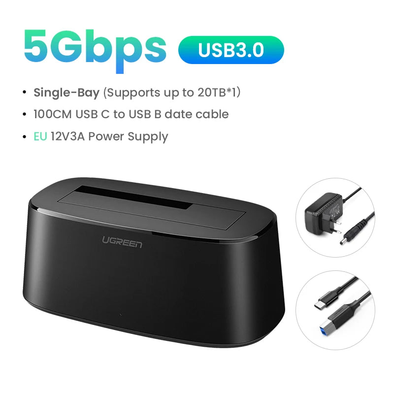 Dual Bay Hard Drive Docking Station for 2.5/3.5 Inch SATA SSD HDD - 25