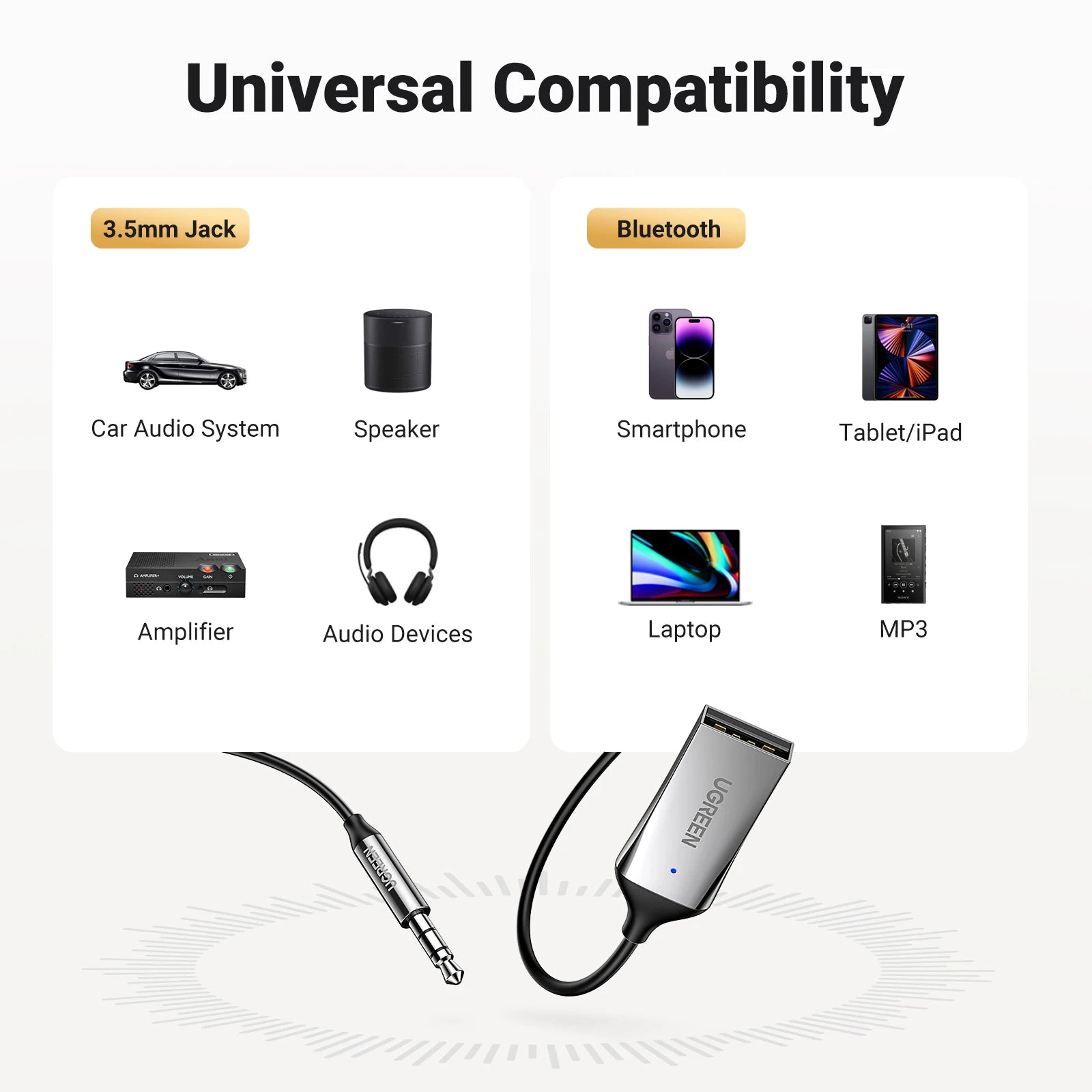 Bluetooth 5.3 Car Audio Receiver with 3.5mm AUX Adapter - 6