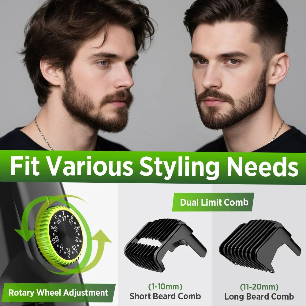 Cordless Vacuum Beard and Hair Trimmer for Men