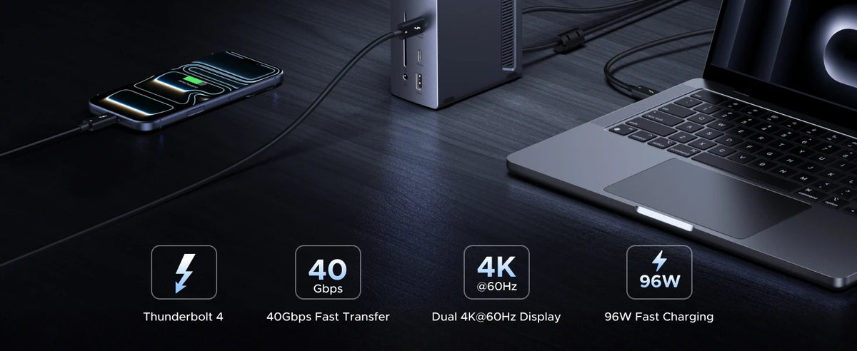 13-in-1 Thunderbolt 4 Docking Station 40Gbps 8K Dual Display Hub