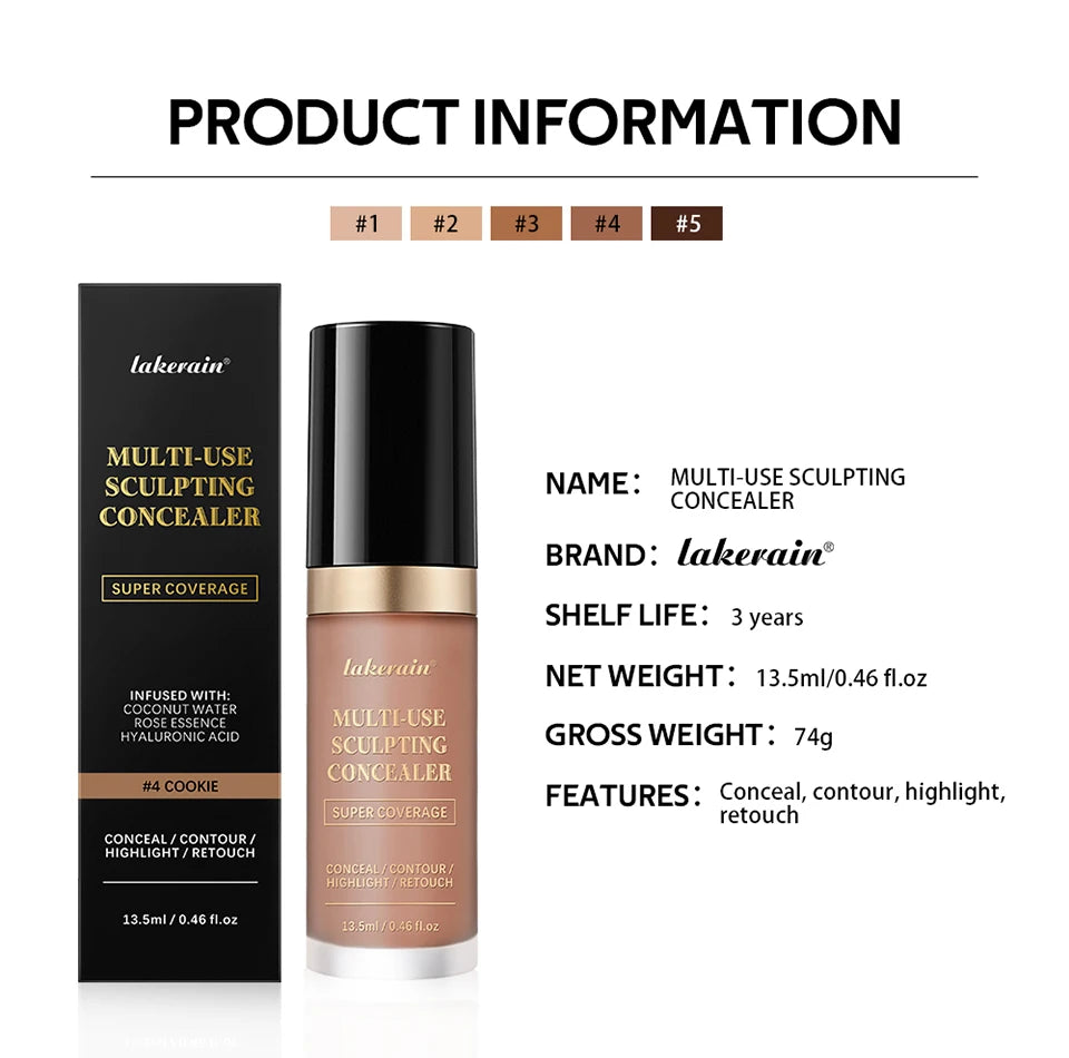 Full Coverage Waterproof Liquid Concealer and Sculpting Foundation - 15