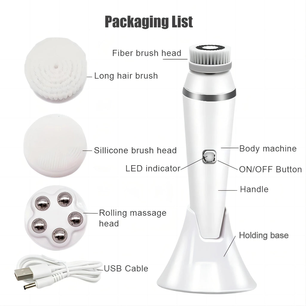 4-in-1 Electric Rotating Facial Cleansing Brush and Massager