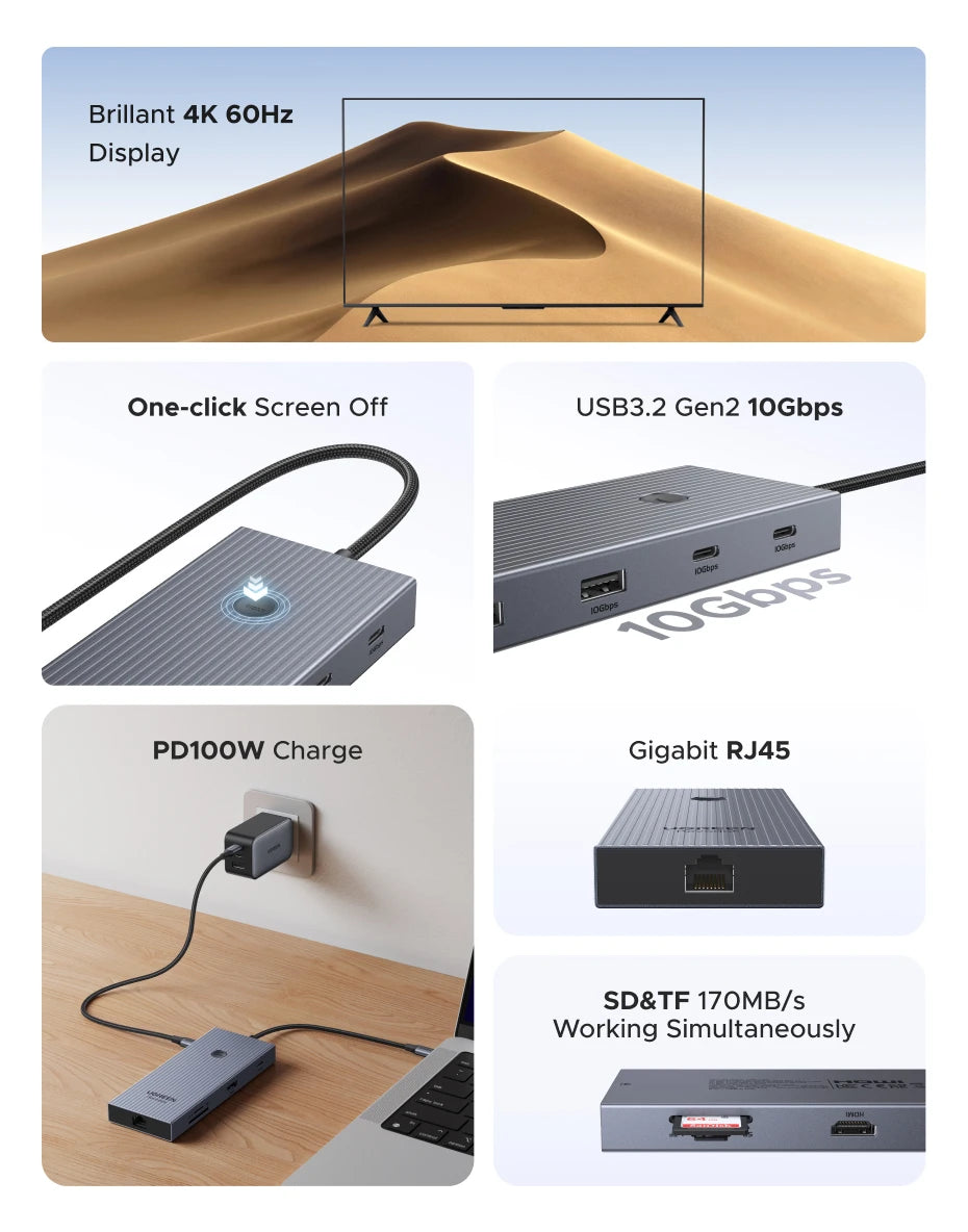 9-in-1 USB-C Hub with 4K 60Hz HDMI and 100W PD Charging - 12
