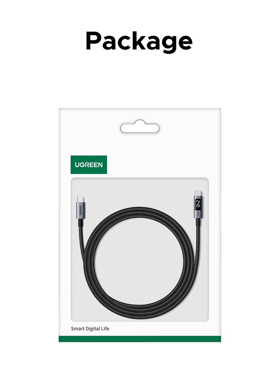 240W USB-C Fast Charging Cable with LED Real-Time Power Display