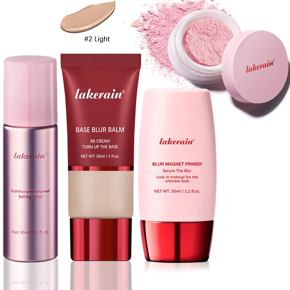 4-Piece Long-Lasting Matte Makeup Face Base and Setting Set