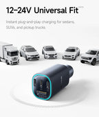 160W Fast Car Charger with Triple USB Ports for Laptops and Phones