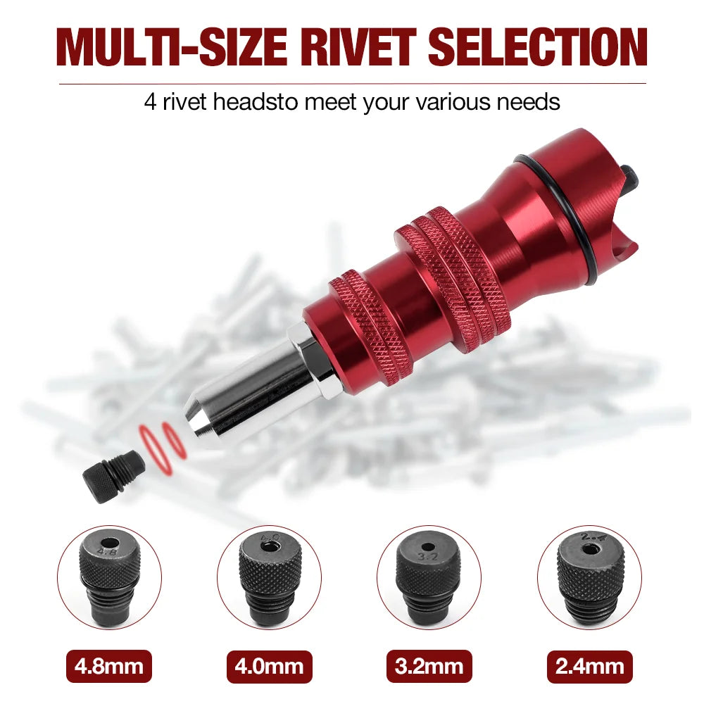 Electric Drill Rivet Gun Attachment for 2.4mm-4.8mm Rivets