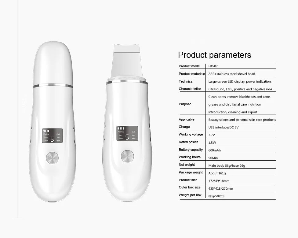 Ultrasonic Facial Skin Scrubber and Pore Cleanser