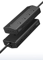 20-in-1 Trapezoidal Power Strip with 20W Fast Charging USB Ports