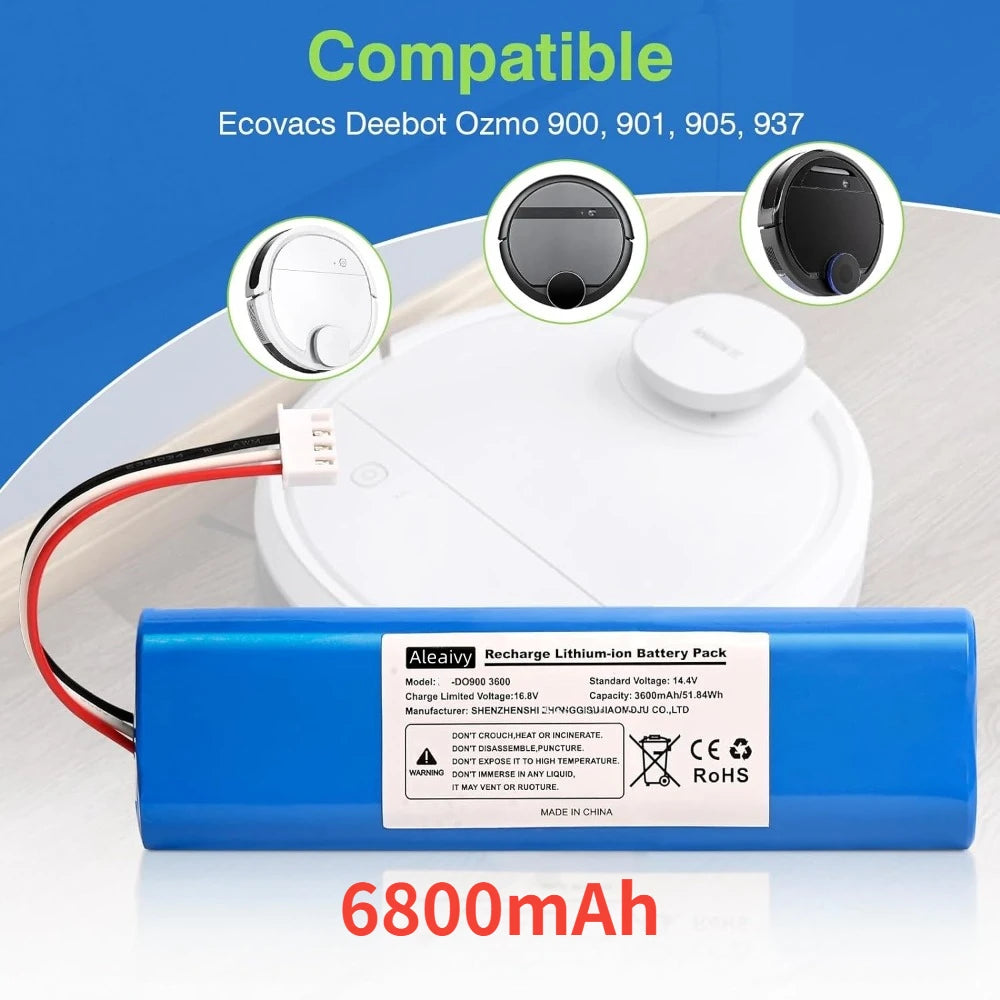 Replacement 6800mAh Battery for Deebot Ozmo Robot Vacuums