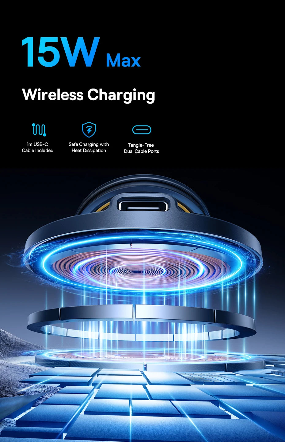 Magnetic Wireless Car Charger and Vacuum Mount Phone Holder