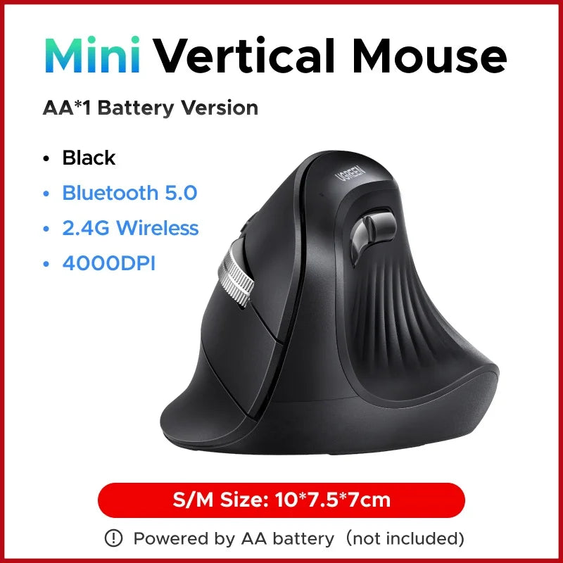 Ergonomic Vertical Wireless Mouse with Bluetooth 5.0 and 4000 DPI - 25