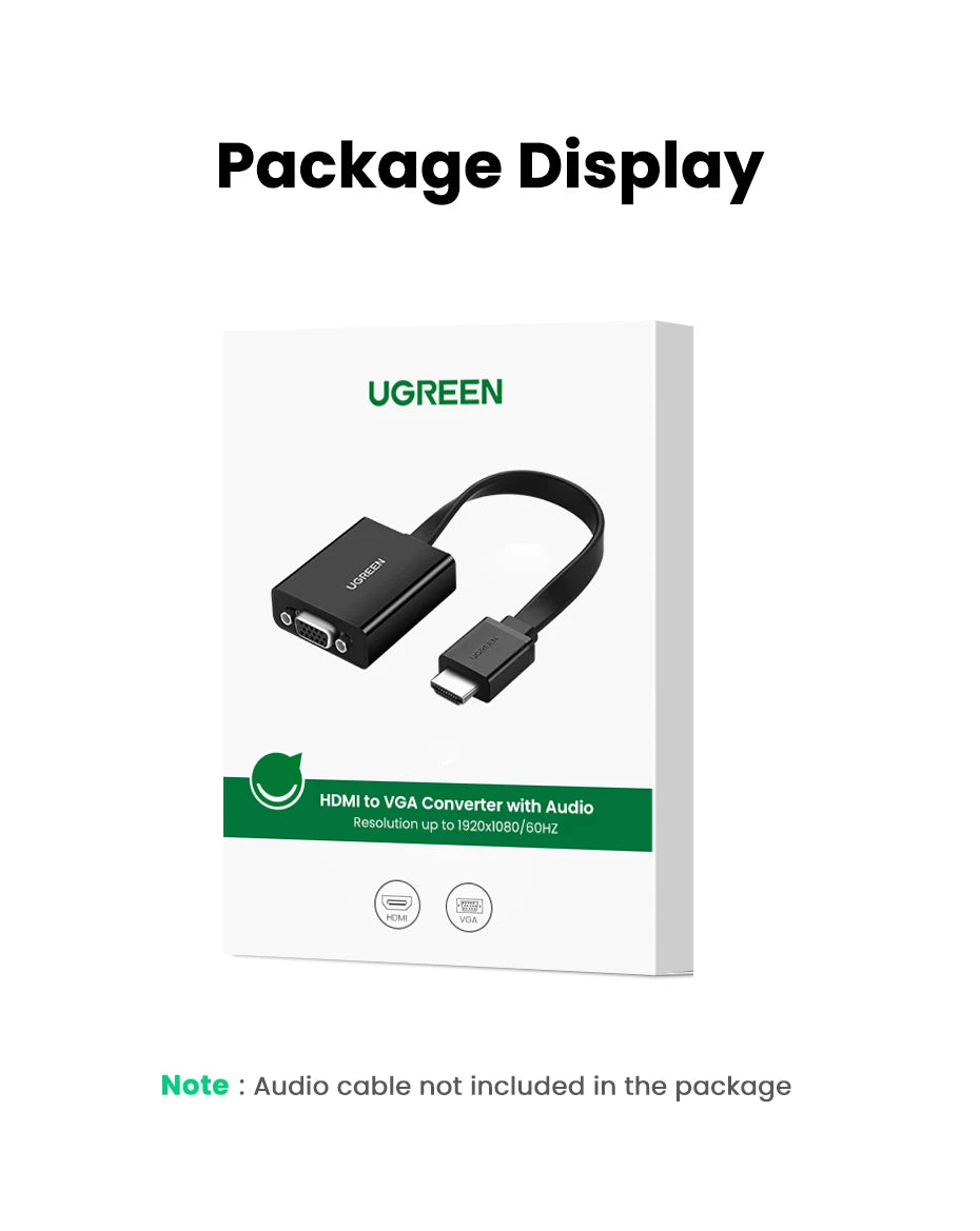 HDMI to VGA Adapter with 3.5mm Audio Jack 1080P - 20