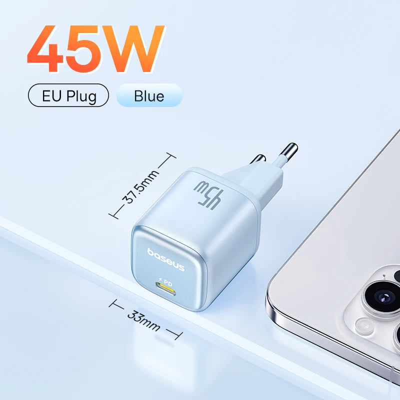45W GaN Fast USB-C Wall Charger for Smartphones and Tablets