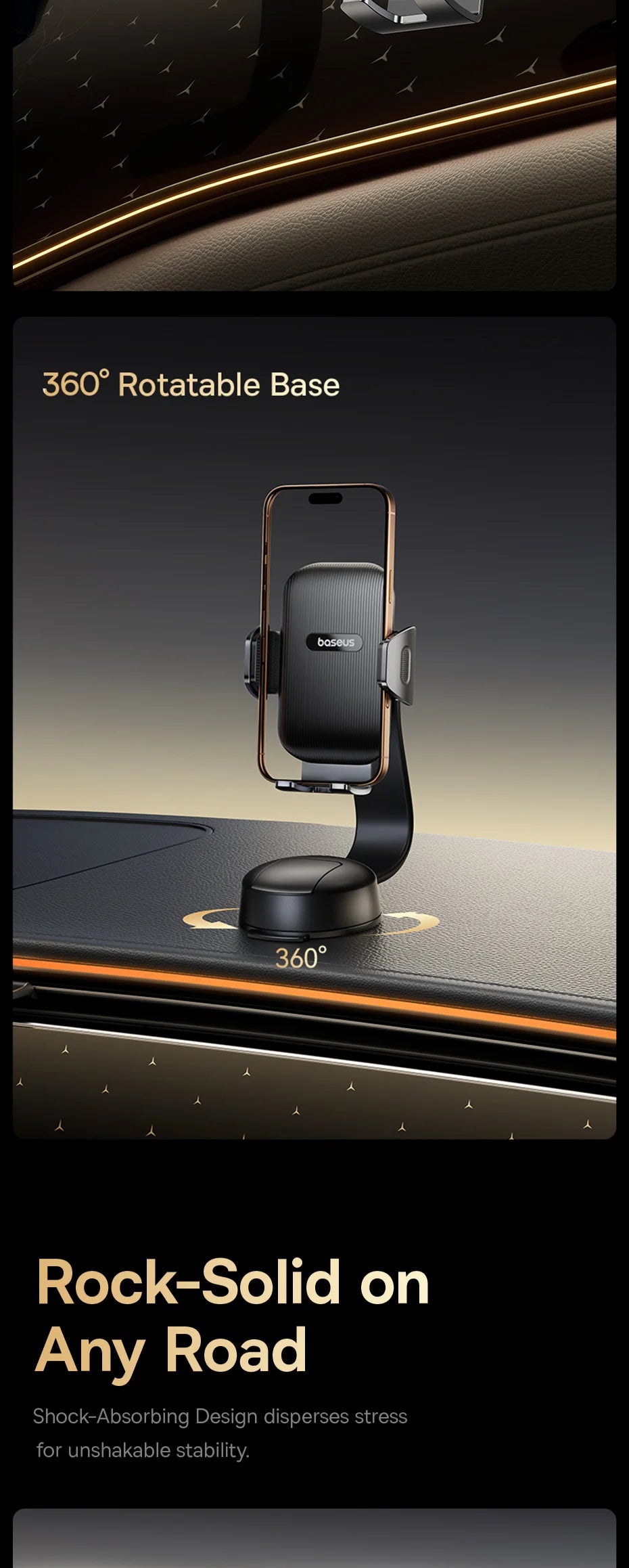 Adjustable Suction Cup Car Phone Holder for Dashboard and Windshield