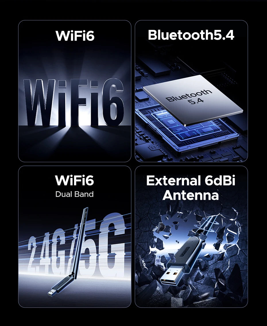 AX900 WiFi 6 and Bluetooth 5.4 USB Dual-Band Wireless Adapter - 9