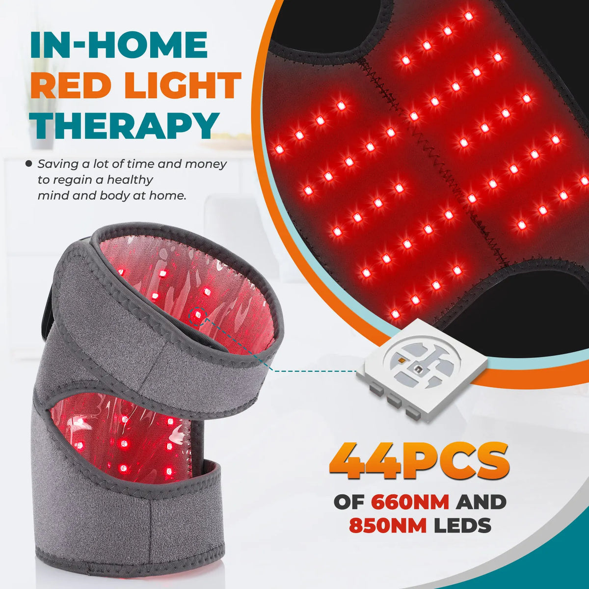 Cordless Heated Therapy Knee Brace with Red Light