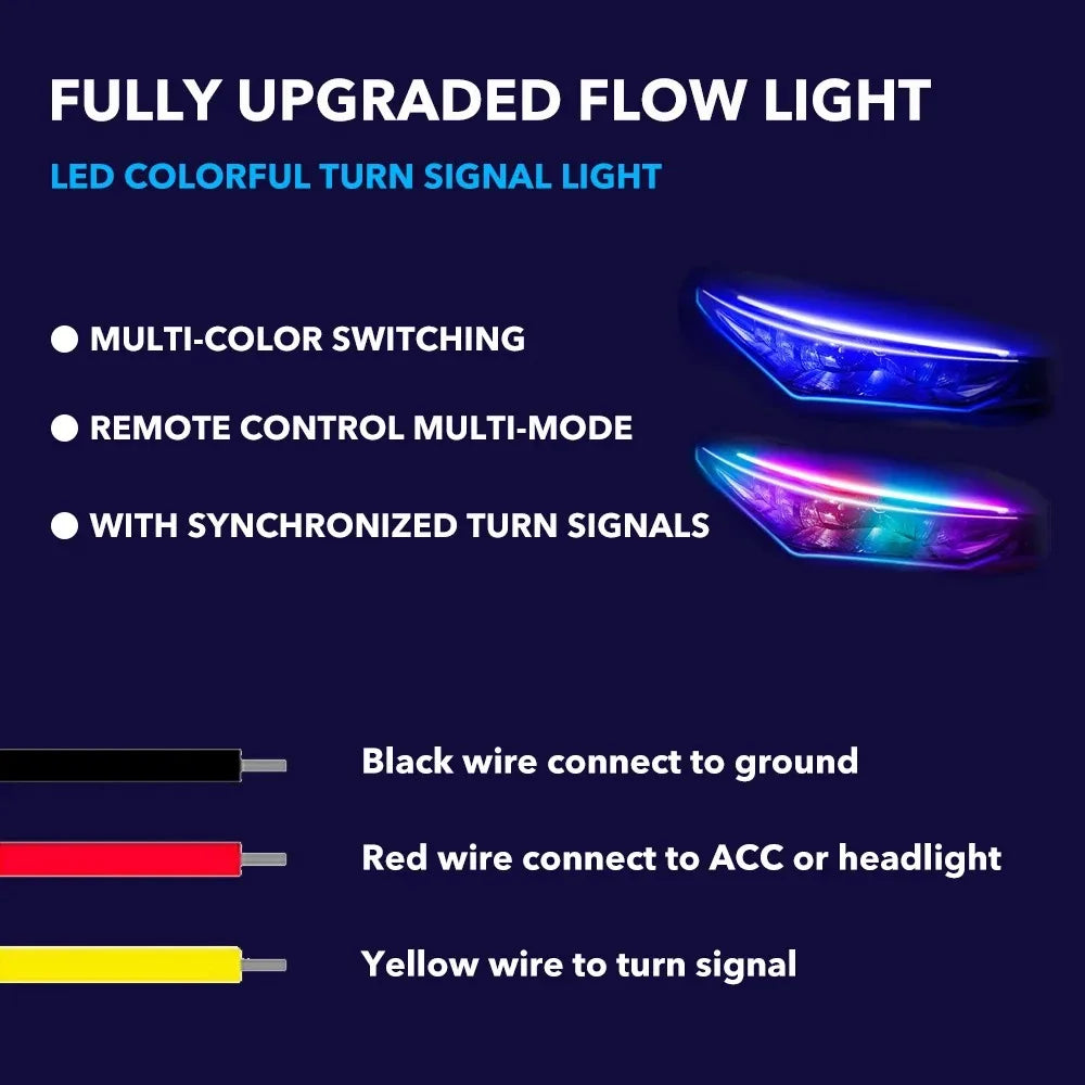 12V RGB LED Flowing Turn Signal and Daytime Running Light Strip Set