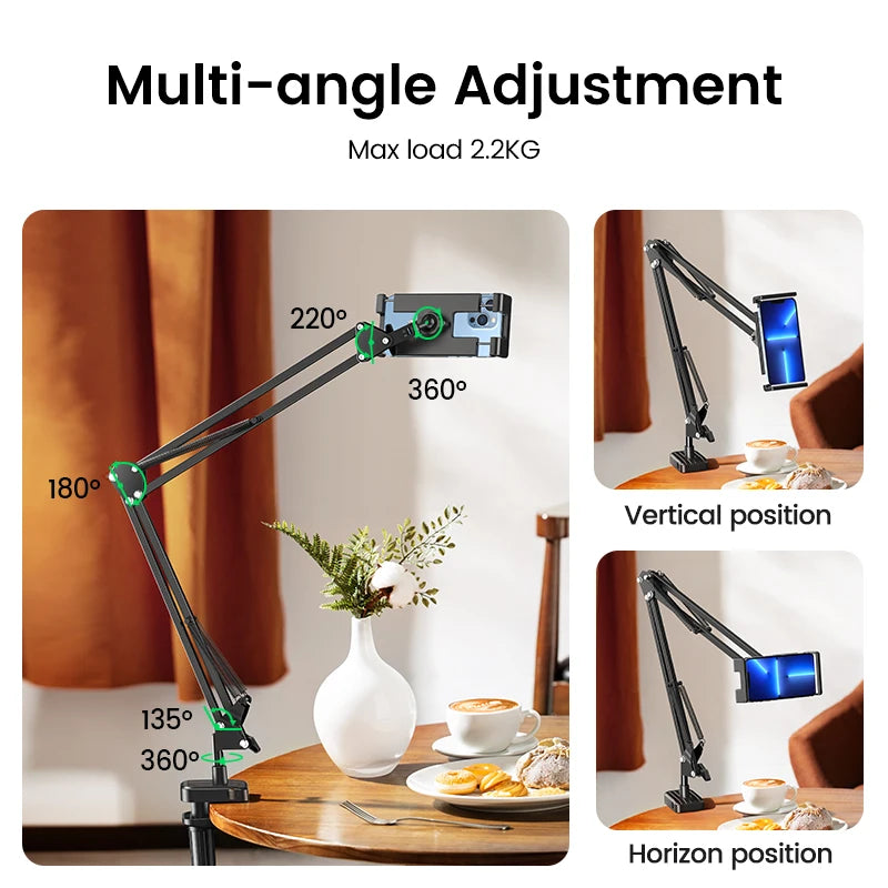 Adjustable Long Arm Tablet and Phone Stand for Desk