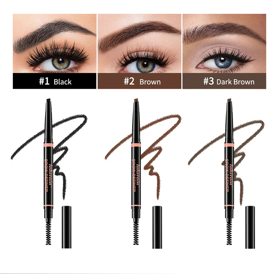 Waterproof Triangular Tip Eyebrow Pencil with Spoolie Brush