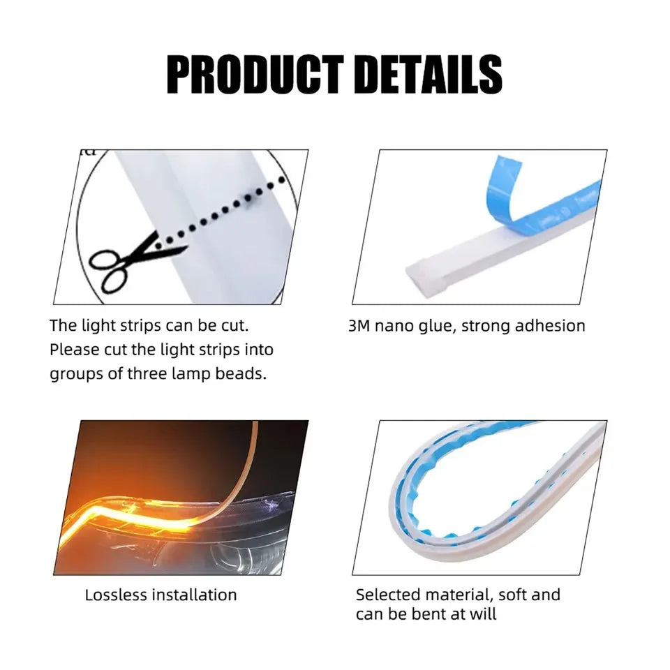 12V RGB LED Flowing Turn Signal and Daytime Running Light Strip Set