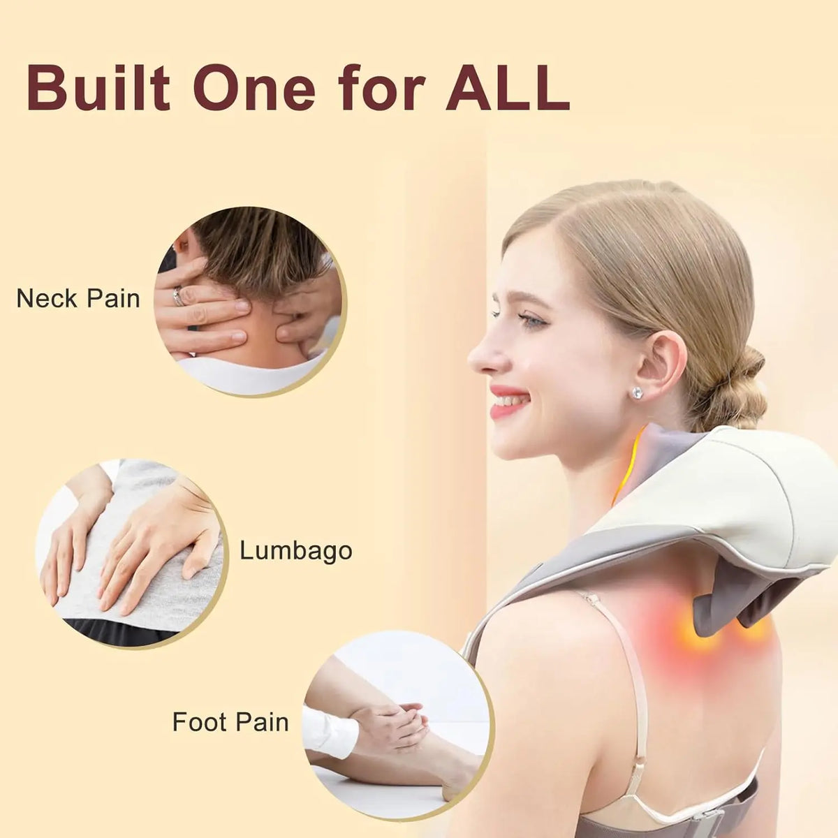 Wireless 6D Neck and Shoulder Deep Tissue Massager with Heat