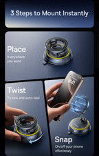 Magnetic Vacuum Suction Car Phone Mount with 360° Rotation